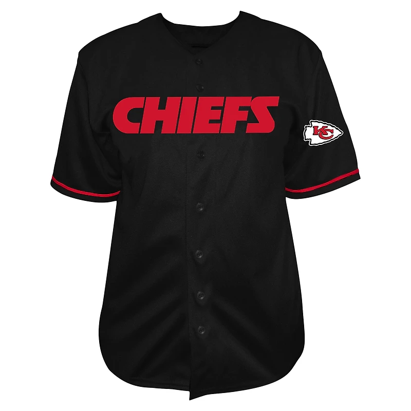 Chemise boutonnée de baseball noire Big & Tall des Chiefs Kansas City Fanatics Patrick Mahomes pour hommes