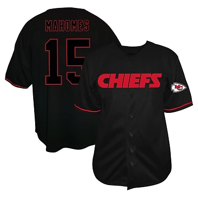 Chemise boutonnée de baseball noire Big & Tall des Chiefs Kansas City Fanatics Patrick Mahomes pour hommes
