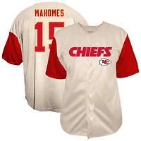 Men's Fanatics Patrick Mahomes Cream Kansas City Chiefs Big & Tall Baseball Button-Up Shirt