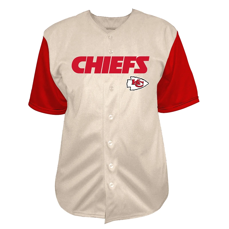 Men's Fanatics Patrick Mahomes Cream Kansas City Chiefs Big & Tall Baseball Button-Up Shirt