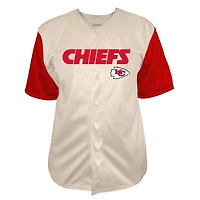 Men's Fanatics Patrick Mahomes Cream Kansas City Chiefs Big & Tall Baseball Button-Up Shirt