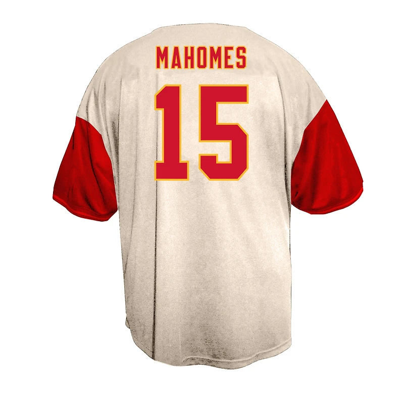 Men's Fanatics Patrick Mahomes Cream Kansas City Chiefs Big & Tall Baseball Button-Up Shirt