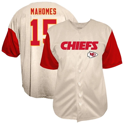 Chemise boutonnée de baseball pour hommes Fanatics Patrick Mahomes crème Kansas City Chiefs Big & Tall