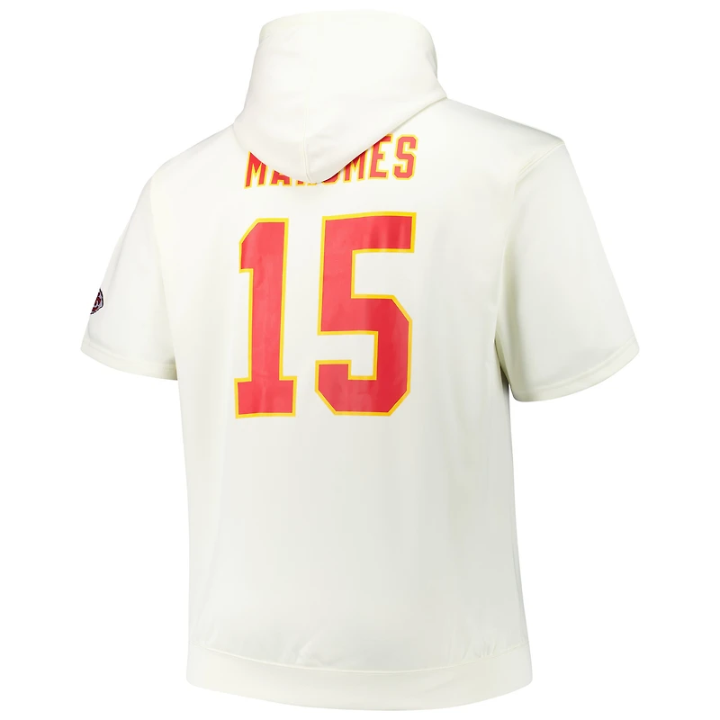 Fanatics pour hommes Patrick Mahomes crème Kansas City Chiefs Big & Tall T-shirt à capuche manches courtes