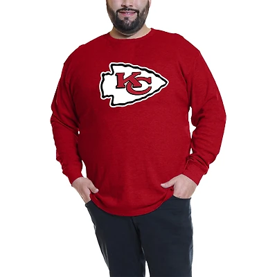 T-shirt à manches longues gaufré thermique Fanatics Patrick Mahomes pour hommes, rouge, Kansas City Chiefs Big & Tall
