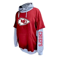 Sweat à capuche Fanatics rouge/gris chiné pour homme, taille grande et grande, des Chiefs de Kansas City.