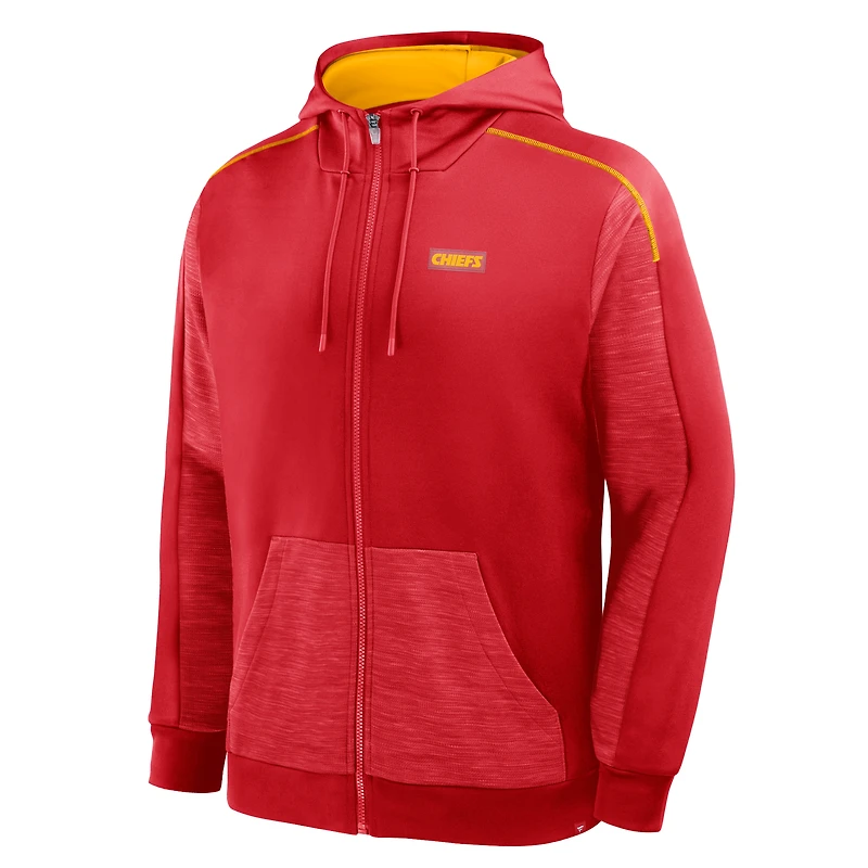 Sweat à capuche zippé rouge pour homme Fanatics Kansas City Chiefs Checkdown Pass