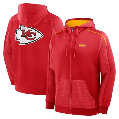 Sweat à capuche zippé rouge pour homme Fanatics Kansas City Chiefs Checkdown Pass