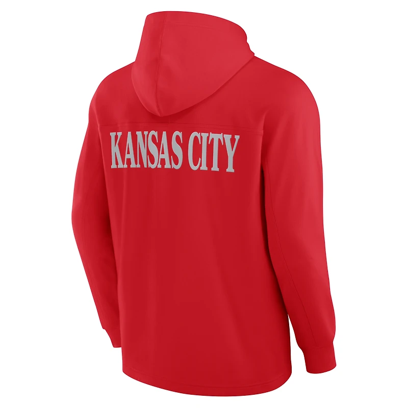 Men's Fanatics Red Kansas City Chiefs Elements Blaze Tri-Blend Long Sleeve Hoodie T-Shirt