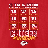Men's Fanatics Red Kansas City Chiefs Nine-Straight AFC West Division Champions Big & Tall T-Shirt