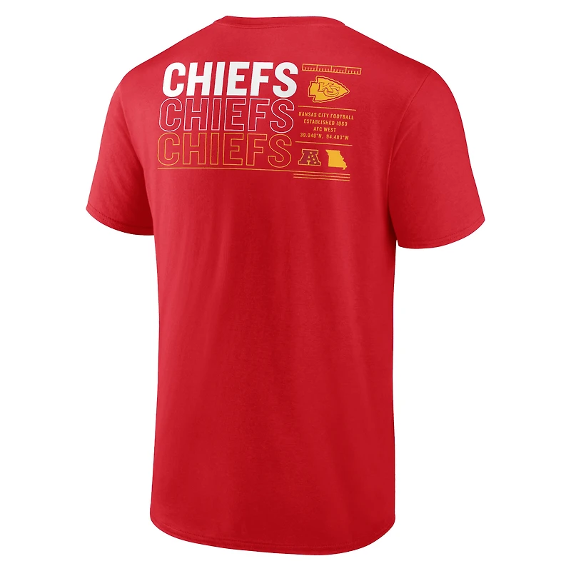 T-shirt rouge Fanatics pour hommes, Kansas City Chiefs Repeat Stats