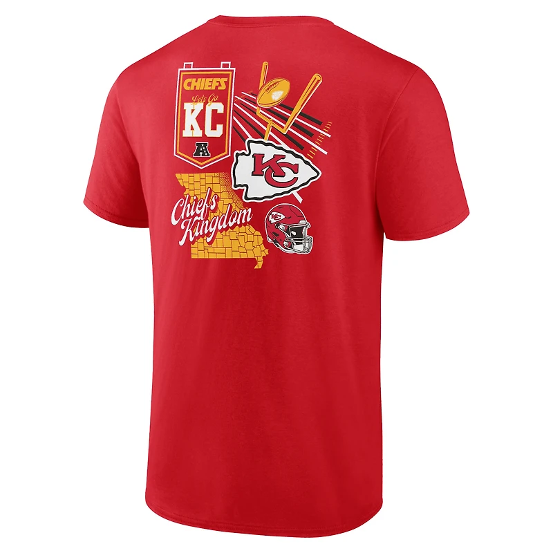 T-shirt rouge Fanatics Kansas City Chiefs Split Zone pour hommes