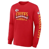T-shirt à manches longues rouge Fanatics pour homme, Kansas City Chiefs, Sweep Legacy
