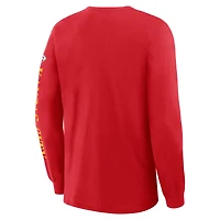 T-shirt à manches longues rouge Fanatics pour homme, Kansas City Chiefs, Sweep Legacy