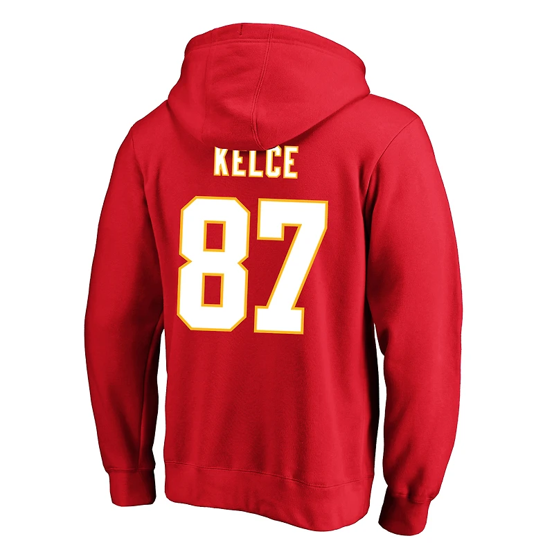 Fanatics pour hommes Travis Kelce Red Kansas City Chiefs Big & Tall Nom et numéro Pull à capuche en polaire
