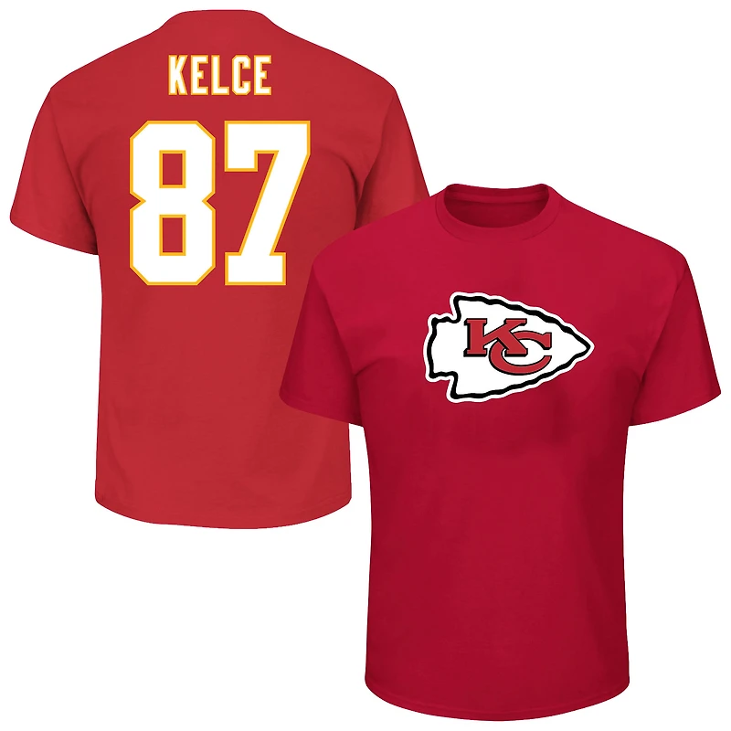 T-shirt rouge avec nom et numéro de joueur des Chiefs Kansas City Travis Kelce marque fanatiques pour hommes