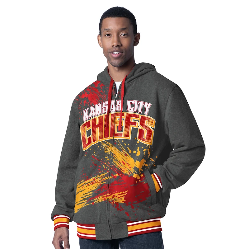 Men's G-III Sports by Carl Banks Red/Charcoal Kansas City Chiefs Dual Threat Reversable Full-Zip Hooded Jacket