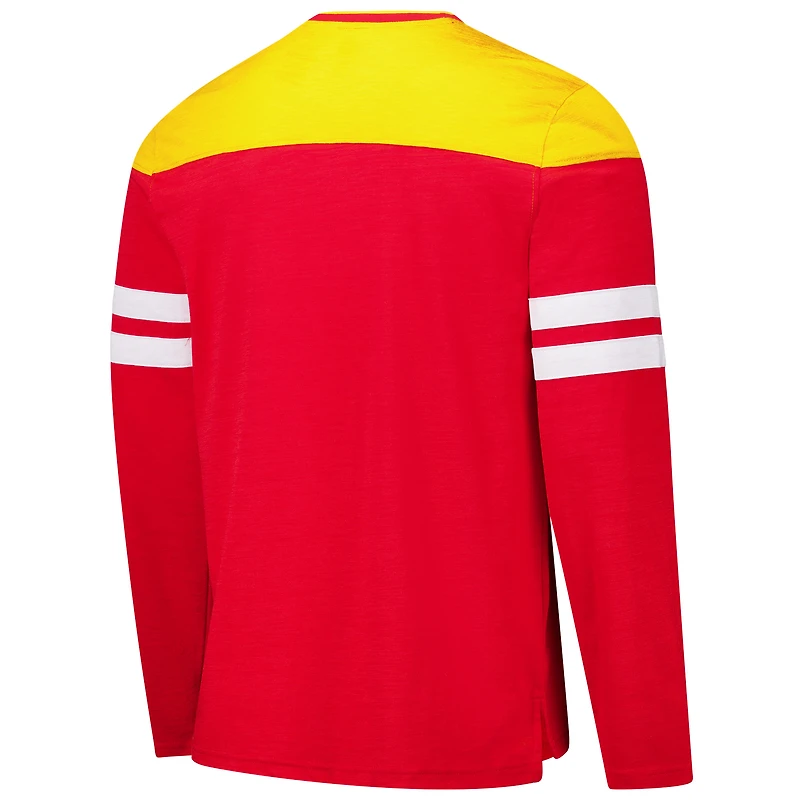 T-shirt à manches longues adaptatif Hail Mary rouge/or G-III Sports by Carl Banks pour homme des Kansas City Chiefs