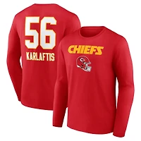 T-shirt à manches longues noir George Karlaftis pour homme, avec nom et numéro de l'équipe des Kansas City Chiefs