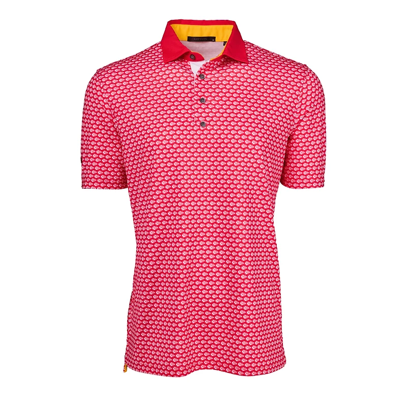 Polo Greyson Clothiers rouge pour homme, motif répété des Kansas City Chiefs