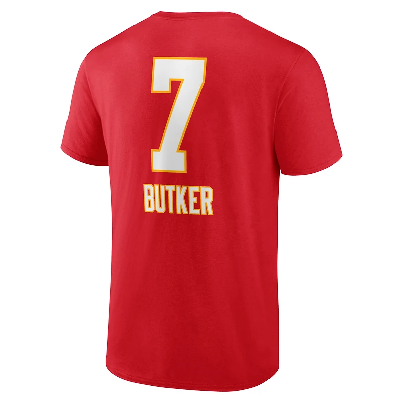T-shirt rouge Harrison Butker pour homme avec nom et numéro de l'équipe des Kansas City Chiefs