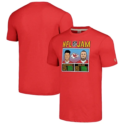 Men's Homage Patrick Mahomes & Travis Kelce Red Kansas City Chiefs NFL Jam Tri-Blend T-Shirt