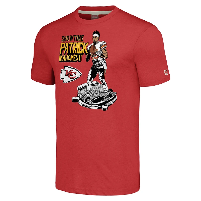 Men's Homage Patrick Mahomes Red Kansas City Chiefs Caricature Player Tri-Blend T-Shirt