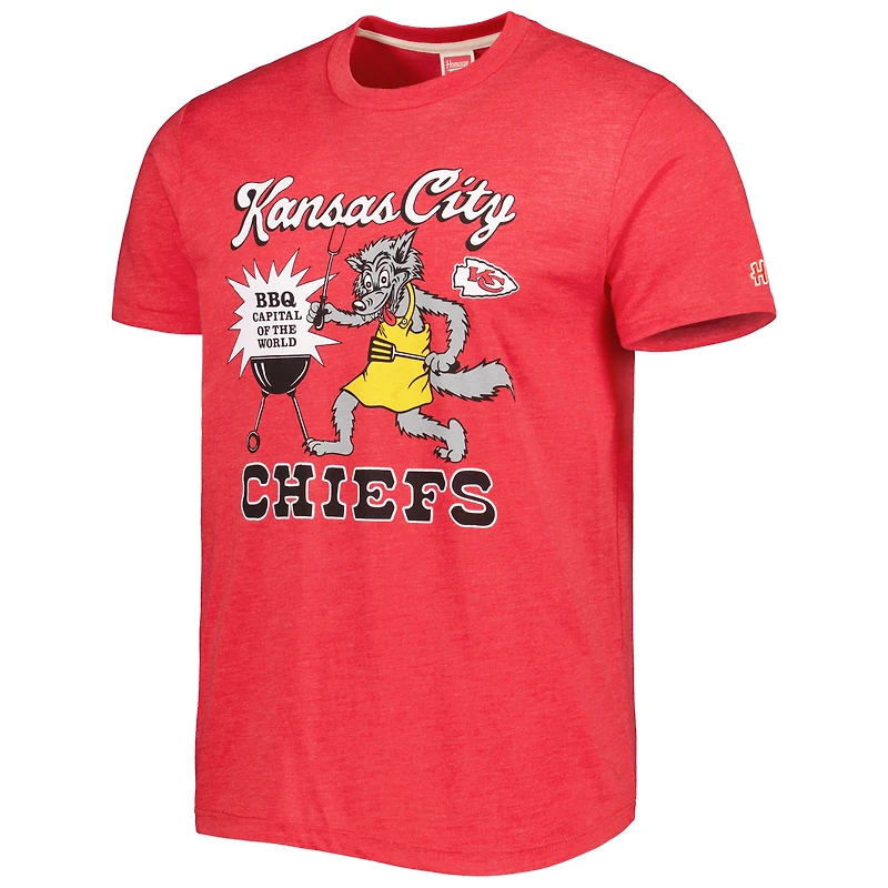 T-shirt à trois mélanges hyper local Homage Red Kansas City Chiefs BBQ pour homme