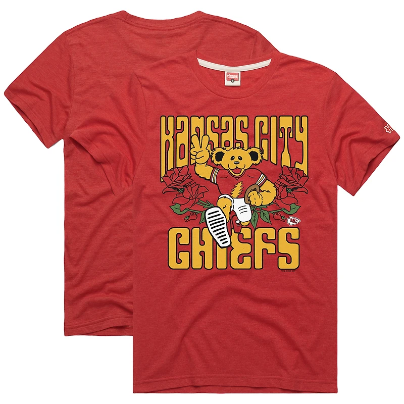 Men's Homage Red Kansas City Chiefs NFL x Grateful Dead Tri-Blend T-Shirt