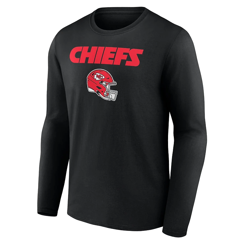 T-shirt à manches longues noir pour homme Isiah Pacheco, avec nom et numéro de l'équipe des Kansas City Chiefs