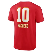 Men's Isiah Pacheco Red Kansas City Chiefs Team Wordmark Name & Number T-Shirt