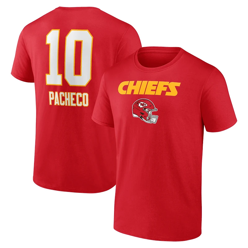 Men's Isiah Pacheco Red Kansas City Chiefs Team Wordmark Name & Number T-Shirt