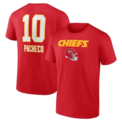 Men's Isiah Pacheco Red Kansas City Chiefs Team Wordmark Name & Number T-Shirt