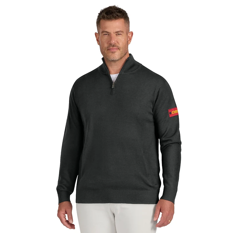 Men's J. Palmer Tan Kansas City Chiefs Franchise Quarter-Zip Sweater