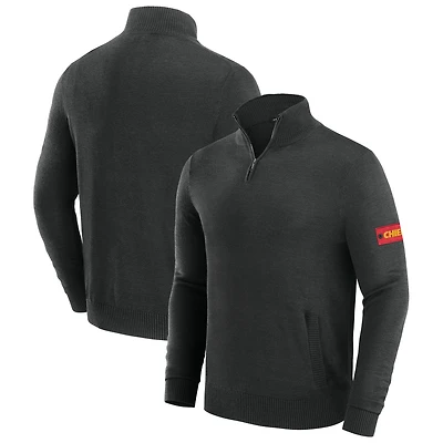 Men's J. Palmer Black Kansas City Chiefs Franchise Quarter-Zip Sweater