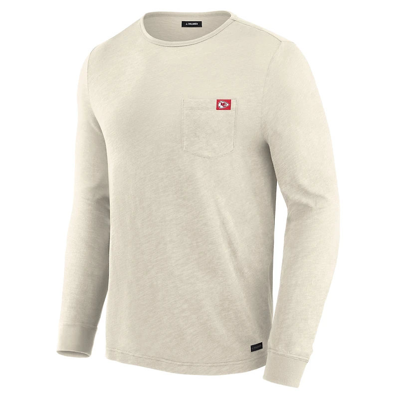 T-shirt à manches longues J. Palmer crème pour homme, Kansas City Chiefs, avec poche