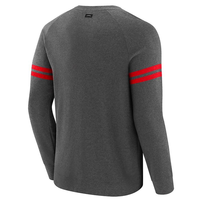Sweat-shirt à manches longues raglan tri-blend gris chiné foncé J. Palmer pour homme des Chiefs de Kansas City