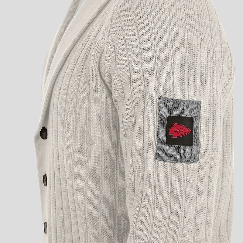 Pull raglan gris J. Palmer pour homme, The Playmaker Cardigan, Kansas City Chiefs