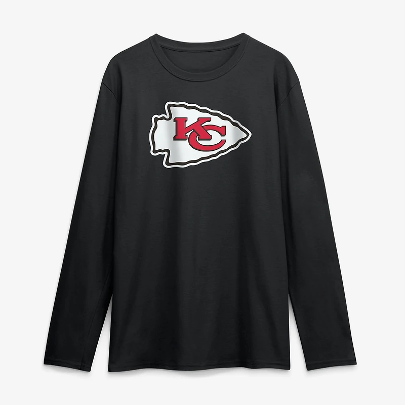 T-shirt à manches longues noir logo Kansas City Chiefs pour homme