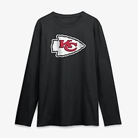 T-shirt à manches longues noir logo Kansas City Chiefs pour homme