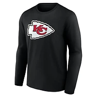 Men's Logo Athletic Black Kansas City Chiefs Primary Long Sleeve T-Shirt