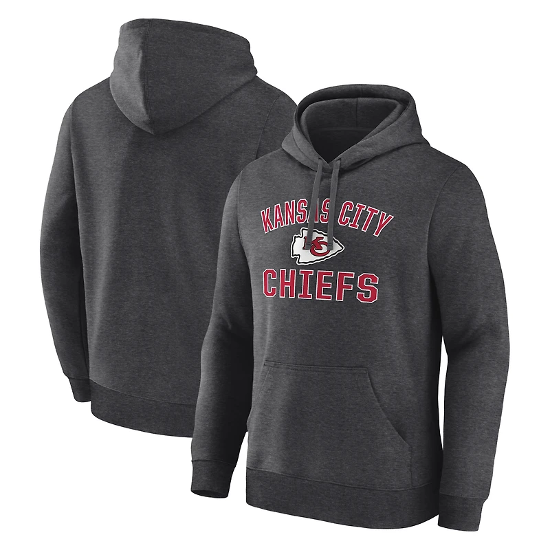Men's Logo Athletic Heather Charcoal Kansas City Chiefs Arch Victory Hoodie