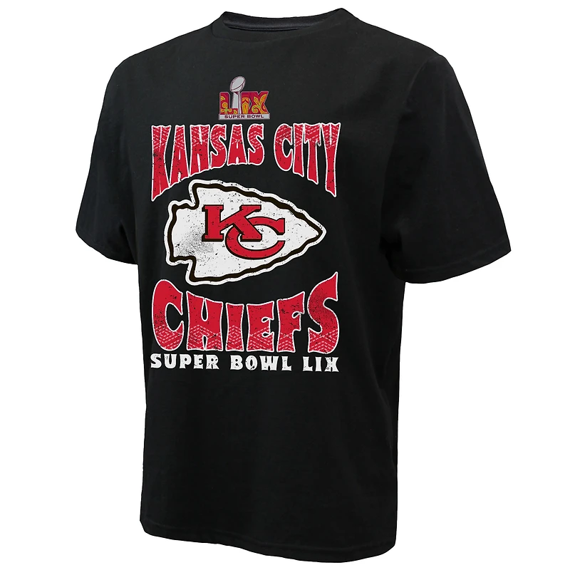 Men's Majestic Threads  Black Kansas City Chiefs Super Bowl LIX Heavyweight T-Shirt