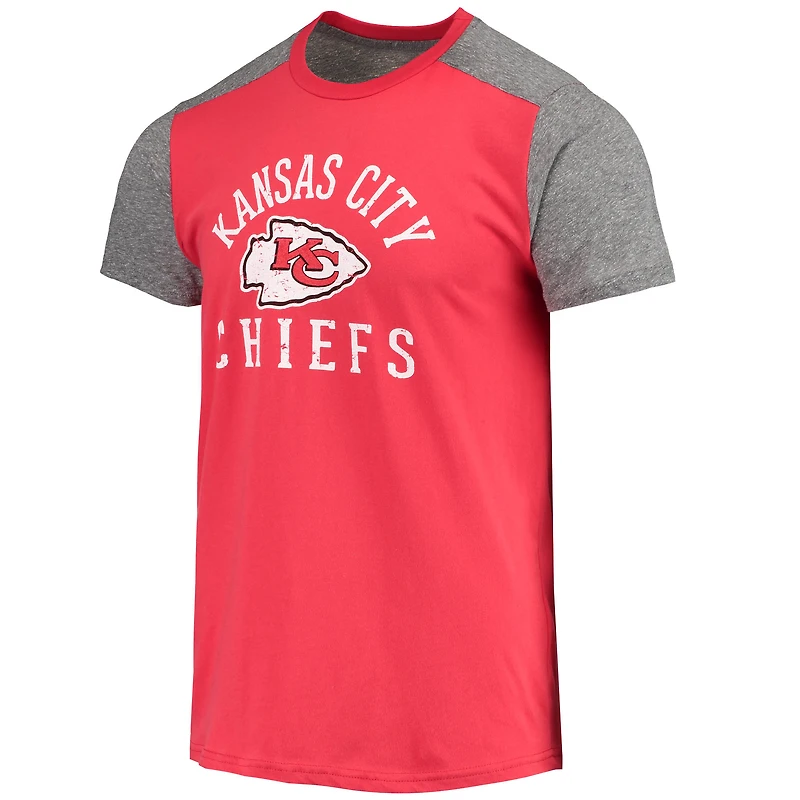 Men's Majestic Threads Red/Gray Kansas City Chiefs Field Goal Slub T-Shirt