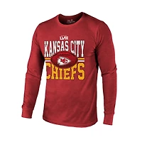 T-shirt rouge à manches longues en trois mélanges Majestic Threads pour hommes des Chiefs de Kansas City Super Bowl LVIII