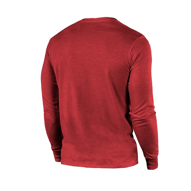 T-shirt rouge à manches longues en trois mélanges Majestic Threads pour hommes des Chiefs de Kansas City Super Bowl LVIII