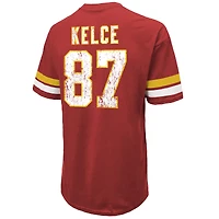 T-shirt surdimensionné pour homme Majestic Threads Travis Kelce rouge avec nom et numéro des Chiefs de Kansas City