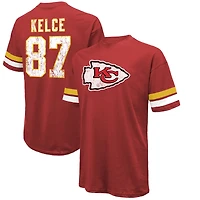 T-shirt surdimensionné pour homme Majestic Threads Travis Kelce rouge avec nom et numéro des Chiefs de Kansas City