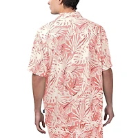 Chemise boutonnée de fête à imprimé Monstera lavée au sable des Chiefs Kansas City rouge Margaritaville pour hommes