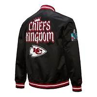Veste à boutons-pression doubles en satin noir Mitchell & Ness pour homme des Kansas City Chiefs